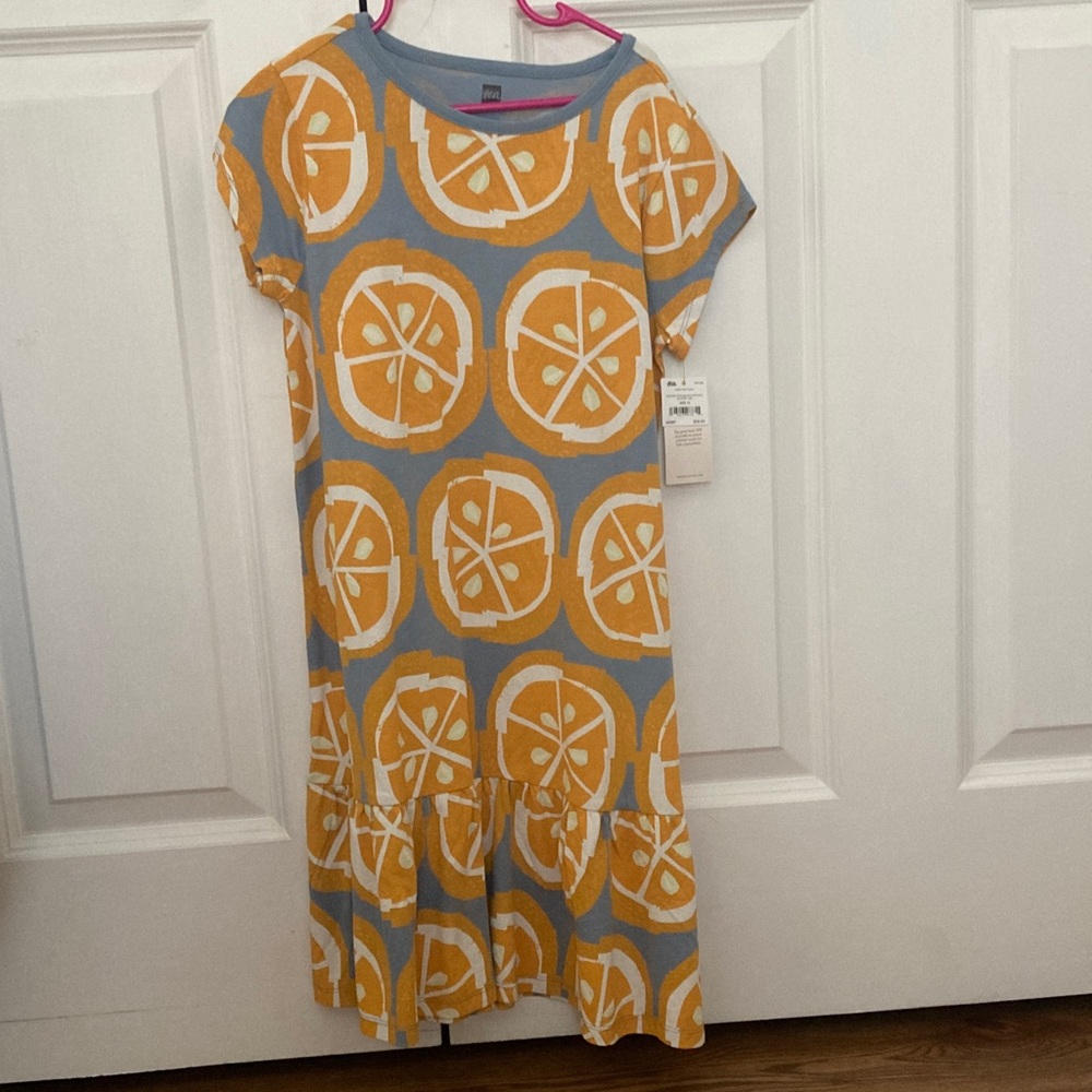 Tea Collection Orange and Gray Citrus Dress